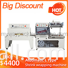 Semi automatic l bar heat shrink wrapping machine with shrink tunnel use pof,pvc and pe film